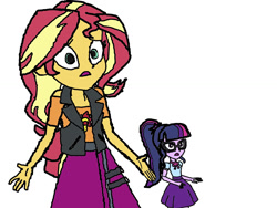 Size: 1024x768 | Tagged: safe, artist:php77, editor:php77, imported from derpibooru, sci-twi, sunset shimmer, twilight sparkle, equestria girls, equestria girls series, forgotten friendship