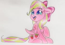 Size: 781x547 | Tagged: safe, artist:smirk, imported from derpibooru, oc, oc only, pegasus, pony, bow, colored pupils, cute, female, mare, solo, traditional art