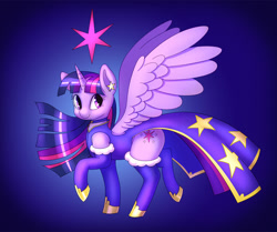 Size: 1280x1072 | Tagged: safe, artist:sanfin, imported from derpibooru, twilight sparkle, alicorn, pony, clothes, cutie mark, dress, female, gradient background, mare, socks, solo, stockings, thigh highs, twilight sparkle (alicorn)