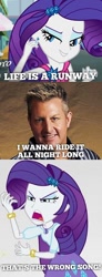 Size: 354x960 | Tagged: safe, imported from derpibooru, rarity, human, equestria girls, life is a runway, cars (pixar), gary levox, geode of shielding, irl, irl human, life is a highway, photo, rascal flatts, song reference