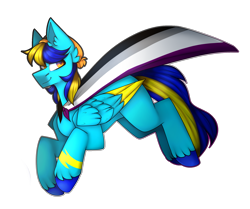 Size: 2055x1722 | Tagged: safe, artist:umiimou, imported from derpibooru, oc, oc only, oc:zap, pegasus, pony, asexual pride flag, cape, clothes, male, pride, simple background, solo, stallion, transparent background