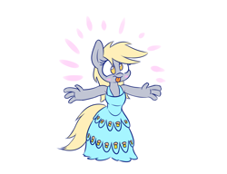 Size: 1300x1000 | Tagged: safe, artist:heir-of-rick, imported from derpibooru, derpy hooves, anthro, :p, beautiful, clothes, cute, dress, female, incoming hug, silly, simple background, solo, tongue out, white background