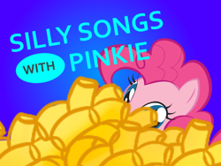 Size: 800x600 | Tagged: artist needed, safe, edit, imported from derpibooru, pinkie pie, cheese, food, macaroni, macaroni and cheese, pasta, silly songs, silly songs with pinkie, song in the comments, stock vector, title card, veggietales