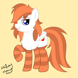 Size: 2000x2000 | Tagged: safe, artist:mihay, artist:mihaynoms, deleted from derpibooru, imported from derpibooru, oc, oc:manuetta, clothes, cuddly, cute, female, fluffy, rule 63, socks, soft, striped socks