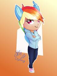 Size: 1536x2048 | Tagged: safe, artist:8bitgalaxy, imported from derpibooru, rainbow dash, human, chibi, female, humanized, pony ears, solo, winged humanization, wings