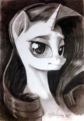 Size: 2162x3117 | Tagged: safe, artist:louislithium, imported from derpibooru, rarity, pony, unicorn, bust, female, sketch, solo, traditional art