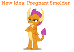 Size: 2060x1468 | Tagged: safe, imported from derpibooru, smolder, dragon, claws, dragon wings, dragoness, fangs, female, idea, image macro, meme, op is a duck, op is trying to start shit, pregnant, simple background, solo, teen pregnancy, text, white background, wings