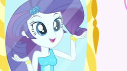 Size: 1280x720 | Tagged: safe, imported from derpibooru, screencap, rarity, eqg summertime shorts, equestria girls, make up shake up, bracelet, cute, fall formal outfits, female, hair, jewelry, mirror, raribetes, solo