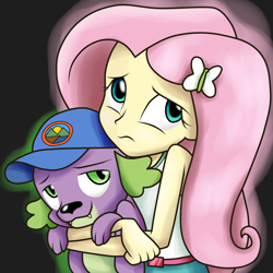 Size: 5000x5000 | Tagged: safe, artist:vicakukac200, imported from derpibooru, fluttershy, spike, spike the regular dog, dog, equestria girls, legend of everfree, absurd resolution, clothes, female, flutterspike, hug, male, shipping, sleeveless, spike the dog, straight, tanktop