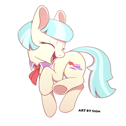 Size: 900x900 | Tagged: safe, artist:sion, imported from derpibooru, coco pommel, earth pony, pony, cocobetes, cute, dancing, digital art, female, mare, open mouth, simple background, solo, white background, ych result