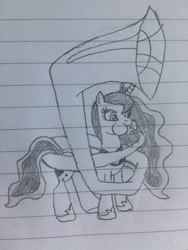 Size: 2448x3264 | Tagged: safe, artist:puffedcheekedblower, imported from derpibooru, princess luna, pony, female, lined paper, musical instrument, pencil drawing, puffy cheeks, solo, sousaphone, traditional art, tuba