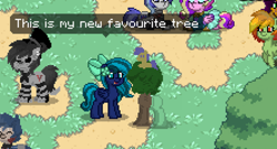 Size: 1326x714 | Tagged: safe, imported from derpibooru, oc, oc:midnight mist, pony, pony town, tree