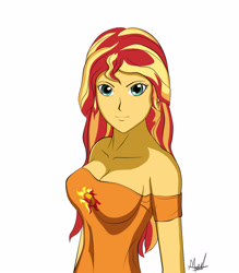 Size: 1400x1600 | Tagged: safe, artist:marsil, imported from derpibooru, sunset shimmer, equestria girls, equestria girls series, female, looking at you, simple background, solo, white background