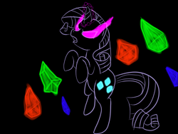 Size: 1024x768 | Tagged: safe, artist:tanmansmantan, imported from derpibooru, rarity, pony, unicorn, bipedal, diamond, eye mist, female, glowing eyes, simple background, solo