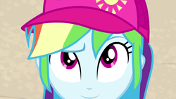 Size: 1920x1080 | Tagged: safe, imported from derpibooru, screencap, rainbow dash, equestria girls, equestria girls series, forgotten friendship, close-up, closeup on the face, female, offscreen character, pov, solo