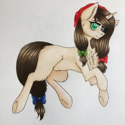 Size: 1080x1080 | Tagged: safe, artist:einzie, deleted from derpibooru, imported from derpibooru, oc, oc only, unicorn, chest fluff, hood, photo, solo, traditional art