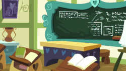 Size: 1280x720 | Tagged: safe, imported from derpibooru, screencap, apple bloom, scootaloo, sweetie belle, pony, marks for effort, animated, chalkboard, cutie mark crusaders, desk, female, gif