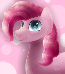 Size: 1024x1157 | Tagged: safe, artist:psychoticminkiepie, imported from derpibooru, pinkie pie, earth pony, pony, bubble, bubble background, female, mare, smiling, solo