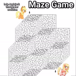 Size: 1773x1773 | Tagged: safe, artist:mlpartblossom, imported from derpibooru, applejack, earth pony, pony, leak, spoiler:g5, applejack (g5 concept leak), applejack (g5), applejack's hat, blaze (coat marking), braid, braided tail, coat markings, cowboy hat, facial markings, flower, flower in hair, flower in tail, g5, g5 concept leak style, g5 concept leaks, game, hat, maze, maze game, raised hoof, simple background, socks (coat marking), socks (coat markings), unshorn fetlocks, white background