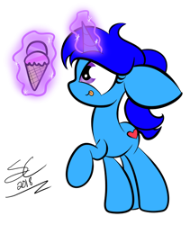 Size: 610x724 | Tagged: safe, artist:sugarcloud12, imported from derpibooru, oc, oc only, oc:frost fire, pony, unicorn, chibi, female, food, ice cream, magic, mare, simple background, solo, transparent background