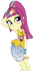 Size: 373x774 | Tagged: safe, edit, edited screencap, editor:i-mlp2020, editor:ponyfan228, imported from derpibooru, screencap, sour sweet, dance magic, equestria girls, spoiler:eqg specials, armpits, clothes, disco dress, female, freckles, not a vector, ponytail, simple background, skirt, solo, transparent background