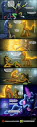 Size: 1000x3393 | Tagged: safe, artist:bonaxor, imported from derpibooru, discord, oc, oc:battius, oc:firespite, oc:princess dream, bat pony, fire pony, original species, comic:journey to the lunar republic, clock, comic, magic