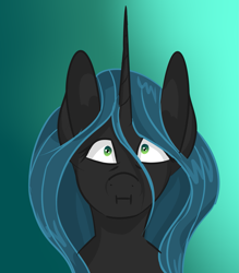 Size: 1781x2032 | Tagged: safe, artist:mynillion, derpibooru exclusive, imported from derpibooru, queen chrysalis, changeling, changeling queen, pony, unicorn, :i, disguise, disguised changeling, female, solo