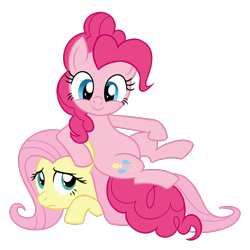 Size: 1600x1600 | Tagged: safe, artist:sazanamibd, imported from derpibooru, fluttershy, pinkie pie, earth pony, pegasus, pony, duo, female, looking at you, mare, simple background, transparent background