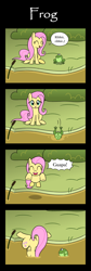 Size: 800x2376 | Tagged: safe, artist:sazanamibd, imported from derpibooru, fluttershy, frog, pegasus, pony, 4koma, comic, diving, faceplant, fail, female, froggy bottom bog, jumping, mare, mud, solo, swamp