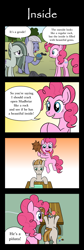 Size: 800x2376 | Tagged: safe, artist:sazanamibd, imported from derpibooru, limestone pie, marble pie, mudbriar, pinkie pie, earth pony, pony, the maud couple, 4koma, butt, candy, candy gore, comic, death, female, food, gore, grimderp, implied murder, lollipop, mace, male, mare, piñata, plot, stallion, wat, weapon