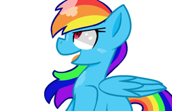 Size: 845x546 | Tagged: safe, artist:ponyunknown27, imported from derpibooru, rainbow dash, pegasus, pony, female, looking up, mare, open mouth, profile, sitting, solo