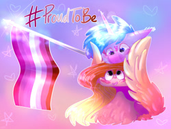 Size: 1600x1200 | Tagged: safe, artist:artash3s, imported from derpibooru, oc, oc only, female, flag, gradient background, lesbian, lesbian pride flag, oc x oc, pride, pride flag, pride month, proudtobe, shipping