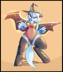 Size: 1400x1600 | Tagged: safe, artist:mtcerber, imported from derpibooru, trixie, anthro, unguligrade anthro, clothes, costume, female, socks, solo, thigh highs