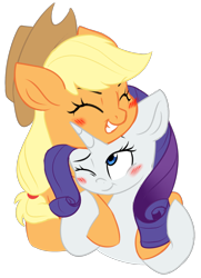 Size: 1280x1767 | Tagged: safe, artist:chub-wub, imported from derpibooru, applejack, rarity, blushing, cute, eyes closed, female, hug, jackabetes, lesbian, love, raribetes, rarijack, shipping, simple background, transparent background