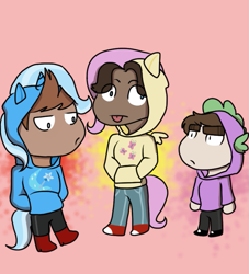 Size: 727x800 | Tagged: safe, artist:kioskofsquids, imported from derpibooru, fluttershy, spike, trixie, human, clothes, eddsworld, hoodie, patryk, patryk (eddsworld), paul, paul (eddsworld), tord, tord (eddsworld)