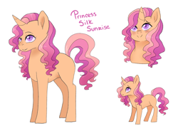 Size: 1024x755 | Tagged: safe, artist:kittii-kat, imported from derpibooru, oc, oc only, oc:silk sunrise, pony, unicorn, female, mare, offspring, parent:princess cadance, parent:sunburst, parents:sundence, simple background, solo, white background