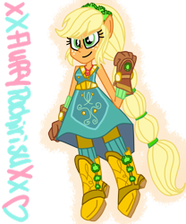 Size: 1024x1229 | Tagged: safe, artist:xxfluffypachirisuxx, imported from derpibooru, applejack, equestria girls, legend of everfree, boots, clothes, crystal guardian, dress, female, geode of super strength, high heel boots, ponied up, shoes, simple background, solo, transparent background