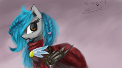 Size: 1920x1080 | Tagged: safe, artist:elisdoominika, imported from derpibooru, oc, oc only, oc:sweet elis, pony, ambient.prologue, artificial wings, augmented, braid, cloak, clothes, mechanical wing, solo, wings