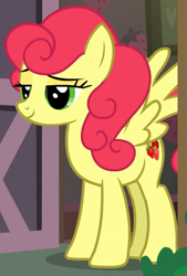 Size: 375x554 | Tagged: safe, imported from derpibooru, screencap, strawberry sunrise, pegasus, pony, honest apple, cropped, door, female, lidded eyes, mare, solo, strawberry savage