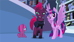 Size: 9392x5368 | Tagged: safe, artist:mettarathefabulous, imported from derpibooru, tempest shadow, twilight sparkle, alicorn, my little pony: the movie, absurd resolution, book, family, female, lesbian, magical lesbian spawn, offspring, parent:tempest shadow, parent:twilight sparkle, parents:tempestlight, shipping, tempestlight, twilight sparkle (alicorn)