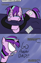 Size: 1921x2923 | Tagged: safe, artist:artiks, imported from derpibooru, starlight glimmer, pony, unicorn, crying, dialogue, edgelight glimmer, fangs, female, implied firelight, shinedown, teary eyes, teenage glimmer, teenager, younger