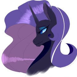 Size: 628x628 | Tagged: safe, artist:technuts, imported from derpibooru, nightmare rarity, pony, unicorn, bust, female, mare, simple background, solo, white background