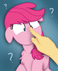 Size: 3626x4448 | Tagged: safe, artist:marsminer, artist:pink1ejack, imported from derpibooru, oc, oc only, oc:pinkie jack, human, absurd resolution, boop, female, hand, not pinkie pie, question mark, solo focus, vector