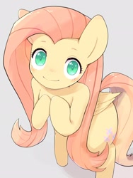 Size: 1536x2048 | Tagged: safe, artist:30clock, imported from derpibooru, fluttershy, pegasus, pony, semi-anthro, bipedal, colored pupils, cute, cutie mark, female, looking at you, mare, shyabetes, simple background, smiling, solo, white background, wings