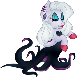 Size: 2257x2249 | Tagged: safe, artist:kryptidkitty, artist:mourningfog, imported from derpibooru, oc, oc only, octopus, pony, closed species, sea witch, shells, simple background, solo, tentacles, transparent background, ursula