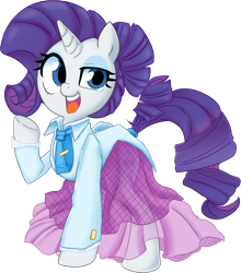 Size: 5435x6171 | Tagged: safe, alternate version, artist:adequality, artist:potetecyu_to, color edit, edit, imported from derpibooru, rarity, pony, unicorn, school daze, absurd resolution, clothes, colored, drawthread, female, open mouth, raised hoof, request, schoolmarm rarity, simple background, solo, teacher, transparent background