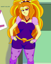 Size: 1680x2100 | Tagged: safe, artist:gusty glade, imported from derpibooru, adagio dazzle, equestria girls, breasts, busty adagio dazzle, clothes, female, fingerless gloves, gloves, hand on hip, smiling, solo