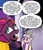 Size: 581x671 | Tagged: safe, artist:andypriceart, idw, imported from derpibooru, princess cadance, tempest shadow, alicorn, pony, unicorn, spoiler:comic, spoiler:comic67, broken horn, cropped, disgusted, eye scar, female, mare, official comic, pretty pretty tempest, princess of explosions, scar, speech bubble, tempest's tale, tomboy, tongue out, villain has a point