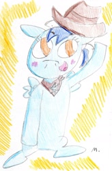 Size: 1163x1776 | Tagged: safe, artist:ptitemouette, imported from derpibooru, oc, oc:blue star, pony, cowgirl, next next generation, parent:oc:tarte aux pommes, parent:oc:weather fire