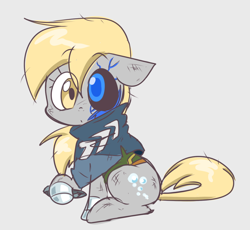 Size: 1000x920 | Tagged: safe, artist:thegreatrouge, imported from derpibooru, derpy hooves, android, pony, clothes, detroit: become human, female, mare, ralph, simple background, white background